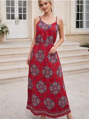 Women’s Pink Rose Rust Floral Dress